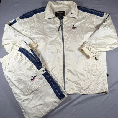 Vintage Fubu Track Suit Pants Jacket Sz XXL 90s Baggy Windbreaker Off White - Image 1 of 4