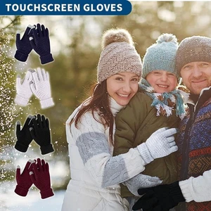 Men Women Thermal Windproof Knitted Winter Gloves Touchscreen Warm Mittens Gift - Picture 1 of 31