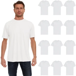 BILLIONHATS 12 Pack Plus Size Men Cotton T-Shirt Short Sleeve Lightweight Tees - Picture 1 of 7