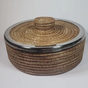 Jose Artesano gewebte Kiefer Nadel Tortilla Wärmer Tortillero Metallrand 10" EUC - Bild 1 von 7