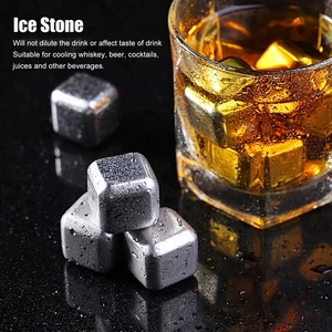 6Pcs Ice Cubes With Clamp Reusable 304 Stainless Steel Ice Stone For Wine W IDM - Picture 1 of 12