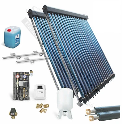 MARKENLOS Solaranlage komplett Solarpaket Solarthermie Röhrenkollektor 3,61-14,67m²