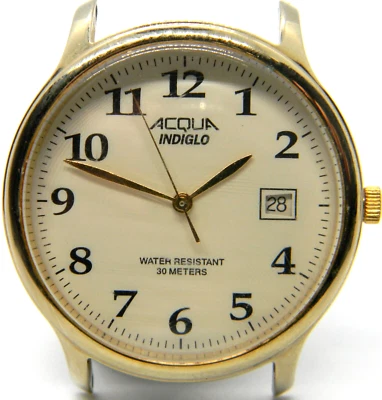 Мужские кварцевые часы Timex Acqua позолоченный календарь дата Indiglo лот с новым аккумулятором - Изображение 1 из 2
