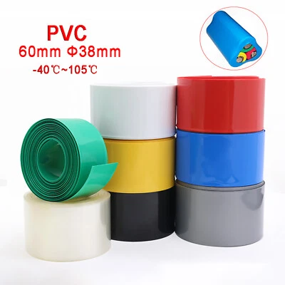 Envoltura de tubo termorretráctil de PVC 18650 batería 60 mm tamaño plano Φ38 mm varios colores Foto 1 de 4
