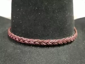 GEFLOCHTENES burgunderfarbenes MÜTZEBAND echtes LEDER für Western Cowboy Cowgirl Hutband - Bild 1 von 10