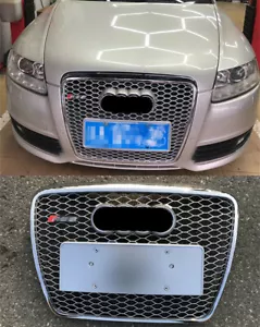 Für Audi A6 C6 2005-2011 RS6 Stil Kühlergrill Glänzend Silber Front Grill - Afbeelding 1 van 6