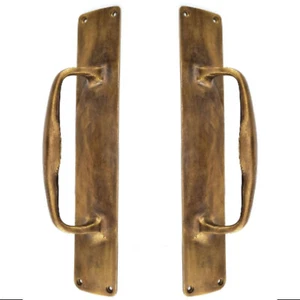 2 large barn DOOR handle pulls solid heavy brass 12" 30 cm old vintage style - Picture 1 of 12