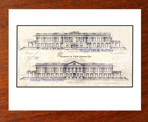 Lynnewood Hall - Elevation Drawing Widener Elkins Park PA Titanic, Trumbauer - Bild 1 von 1