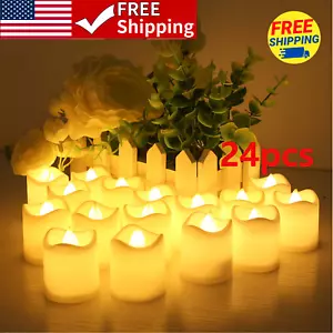 24pcs Flickering Flameless LED Votive Candles Long Lasting Battery Operated AU - Picture 1 of 13