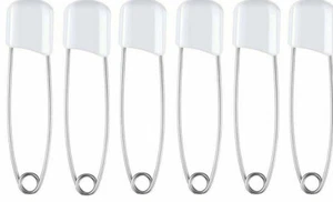 6 White Baby Diaper Changing Safety Pins UK P+P - Picture 1 of 5