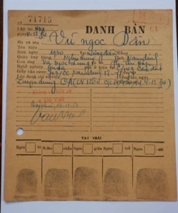 ERA DE GUERRA DE VIETNAM_EJÉRCITO DE VIETNAM DEL NORTE_SELLADO NACIONAL POCLICE_TARJETA DE PERSONALIDAD CV - Imagen 1 de 7