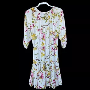 Maison Tara Kleid Damen Größe 12 Blumenmuster fließend Stufen Midikleid NEU Gürtel fehlt - Bild 1 von 8