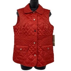 New Laura Ashley Uptown Chic Quilted Vest In Harvest Rust Women's Size M - Picture 1 of 9
