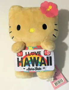 Hello Kitty HAWAII Girl Plush DOLL Aloha State License Plate Toy Blue Sanrio - Picture 1 of 2