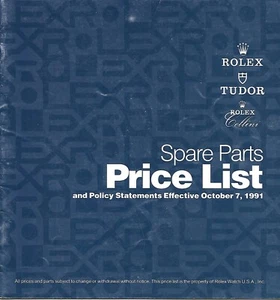 Catalog - Rolex Tudor Cellini - Spare Parts Price List - 1991 (WB05) - Bild 1 von 1