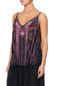 New £370 Camilla Franks Mina Mina V Neck Cami Top Tie Beaded Straps XS Uk 8 10 - Picture 1 of 10