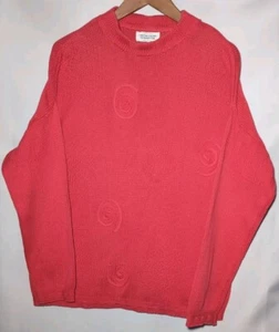 Vtg United Colors of Benetton Sweater Crewneck Spiral Floral Hot Pink Large READ - Picture 1 of 9