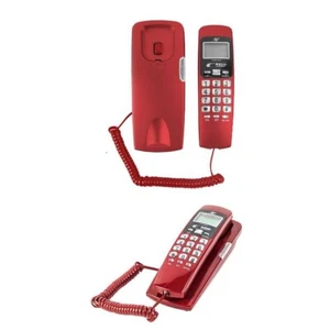 TELEFONO FISSO TASTI GRANDI TAVOLO DISPLAY DA MURO CASA HOTEL PER ANZIANI ROSSO - Photo 1/4