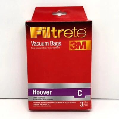 3M Filtrete Vacuum Bags Box of 3 Hoover Type C Micro Allergen NOS 64723 NEW Foto 1 de 4