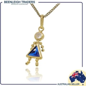 9ct Yellow Gold GEM BABY GIRL CHARM BLUE Genuine 9ct / 9k Gold Brand New - Picture 1 of 12