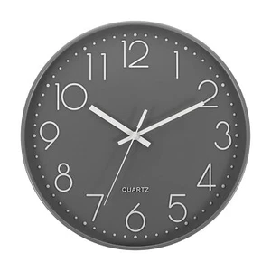 12" Gray Wall Clock Battery Operated Silent Non-Ticking Round Office Bedroom - Picture 1 of 6