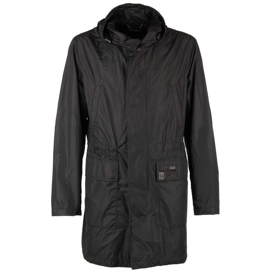 Jaqueta Parka DOLCE & GABBANA com Capuz Chuva Leve com Logotipo Preta 11262 - Imagem 1 de 4
