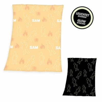 Coperta In Microfibra Di Sam Il Pompiere Glow In The Dark 130 X 160 Cm - Immagine 1 di 2