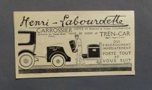 PUBLICITE ANCIENNE ADVERT CLIPPING 041017 REMORQUE AUTOMOBILE TREN-CAR HENRI LAB - Imagen 1 de 1