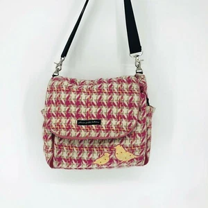 Petunia Pickle Bottom Pink HoundTooth Bird Embroidered Shoulder Strap Diaper Bag - Picture 1 of 12