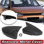 2*For VW POLO 6C 2014-2017 Wing Mirror Cover Cap Ox Horn Style Carbon Fiber Look