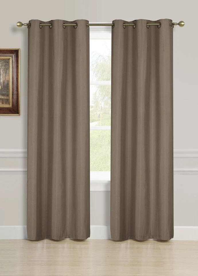 2 PANEL SOLID LINED FAUX SILK BLACKOUT GROMMET WINDOW CURTAIN DRAPE 2 SIZES K32 - Image 1 of 1