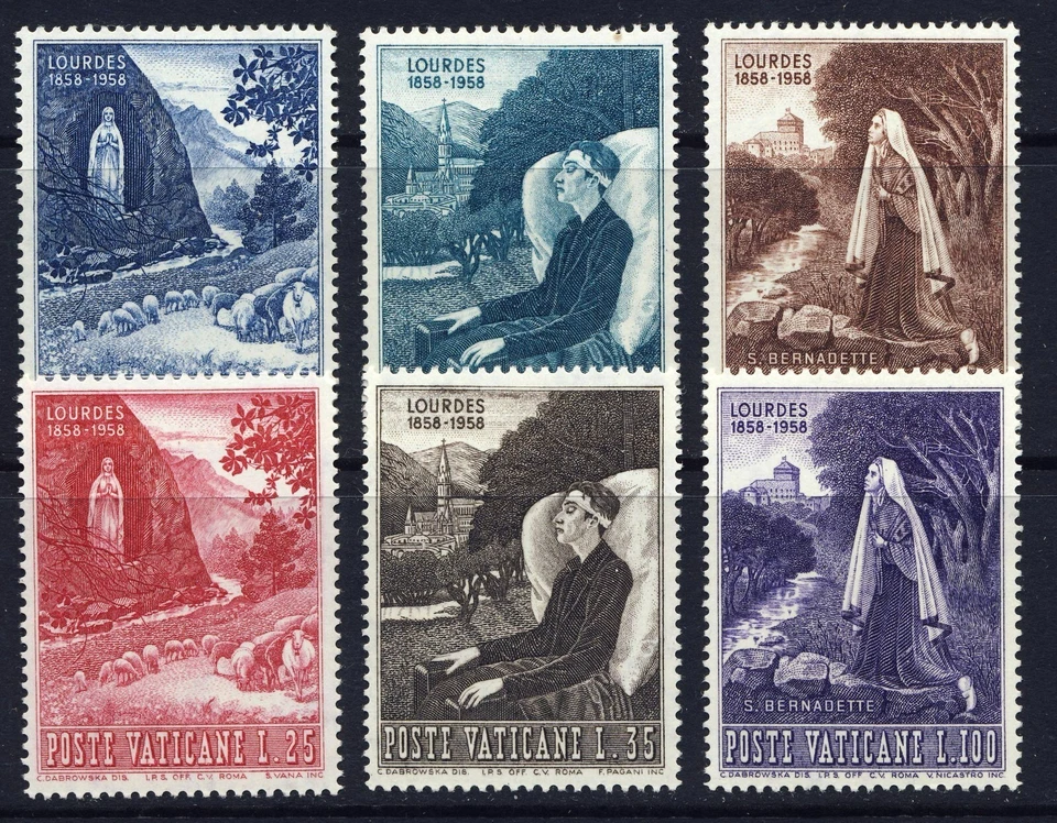 CIUDAD DEL VATICANO. 1958 La Virgen María en Lourdes (233-238).  Como nuevo nunca montado Foto 1 de 1