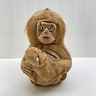 New Hand Carved Tiki Coconut Head Monkey W Baby Money Bank