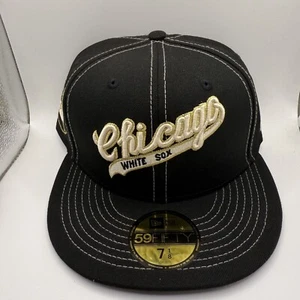 New Era 59FIFTY Chicago White Sox Rare Black/Gold Patch Fitted Size 7 1/8 New - Picture 1 of 8