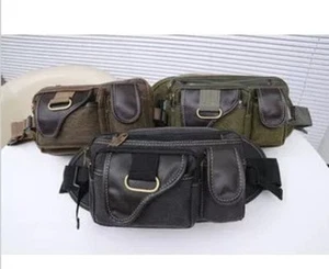 NEW Bum Bag Travel Outdoor Multifuctional Waist Belt Belly Bag Canvas 6 pockets - Picture 1 of 5
