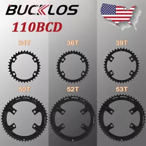 Plato de bicicleta 110 BCD simple/doble 34/36/39/50/52/53T 4 pernos para Shimano - Imagen 1 de 17