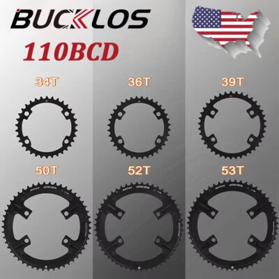 110 BCD Single/Double Bicycle Chainring 34/36/39/50/52/53T 4 Bolts for Shimano - Image 1 of 4