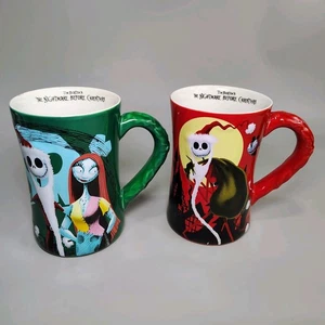 The Nightmare Before Christmas Jack Skellington Sally Mug Cup Set of 2 Burton - Picture 1 of 14