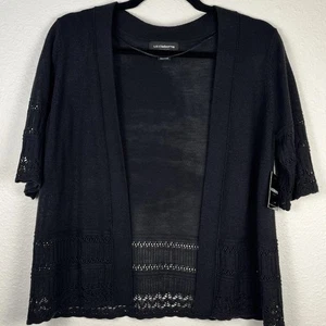 Liz Claiborne Strickjacke Damen Gr. L schwarz vorne offen Pullover Häkel Karriere " - Bild 1 von 7