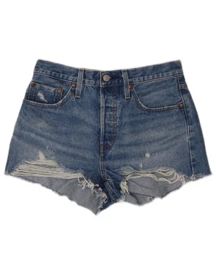 LEVI'S Womens 501 High Waist Denim Hot Pants W27 Small  Blue Cotton AK17 - Image 1 of 3