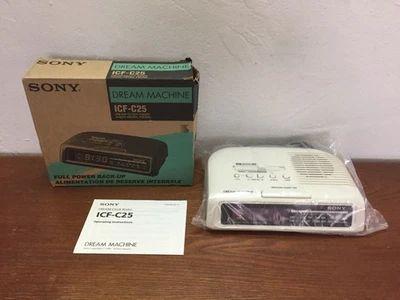 Sony Dream Machine Model ICF-C25 Clock Radio AM/FM Alarm White Vintage Open Box - Image 1 of 4