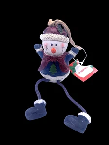 Schneemann Weihnachtsschmuck Regal Sitter Schneemänner NEU Vintage blau Hütte Skihütte - Bild 1 von 7