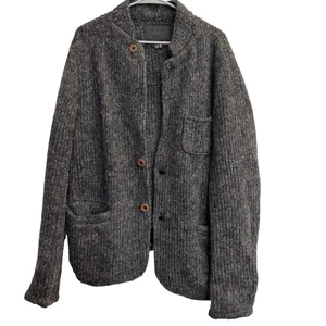 Bershka Men’s Chunky Knit Wool Blend Sweater Cardigan Size XL 42 Gray Made Italy - Picture 1 of 4