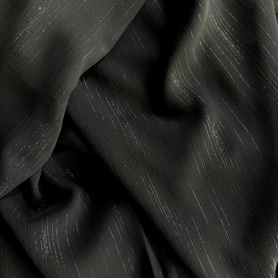 Black Sparkle Stripe Polyester Chiffon 60in Width - Image 1 of 2