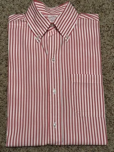 Camisa Brooks Brothers Manga Larga Para Hombre 15-R Rayas Rojas Fabricantes 6 Botones - Imagen 1 de 10