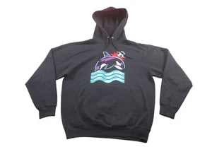 Vintage Sounders Hoodie Mens Medium Black Soccer Orca Graphic Pullover Fleece - Picture 1 of 10