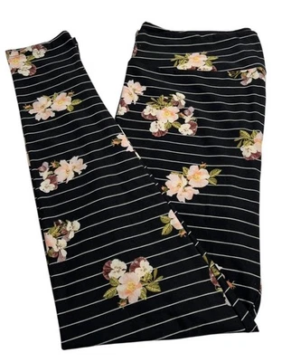 Leggings LuLaRoe TC Altos Curvilíneos Rayas FLORALES Pensamiento Violeta Hojas RARO Informales Foto 1 de 4