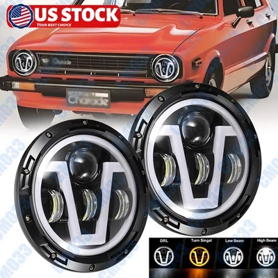 Par de faros redondos LED de 7" pulgadas DOT más nuevo 2023 aptos para Toyota Corolla 1968-79 Foto 1 de 4