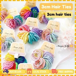 3CM Kids Hair ties Elastic ponytail holder Seamless Rainbow Pink Pastel colour - Picture 1 of 28