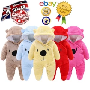 Newborn Baby Boy Girl Kids Bear Hooded Romper Jumpsuit Bodysuit Clothes Outfits - Picture 1 of 12